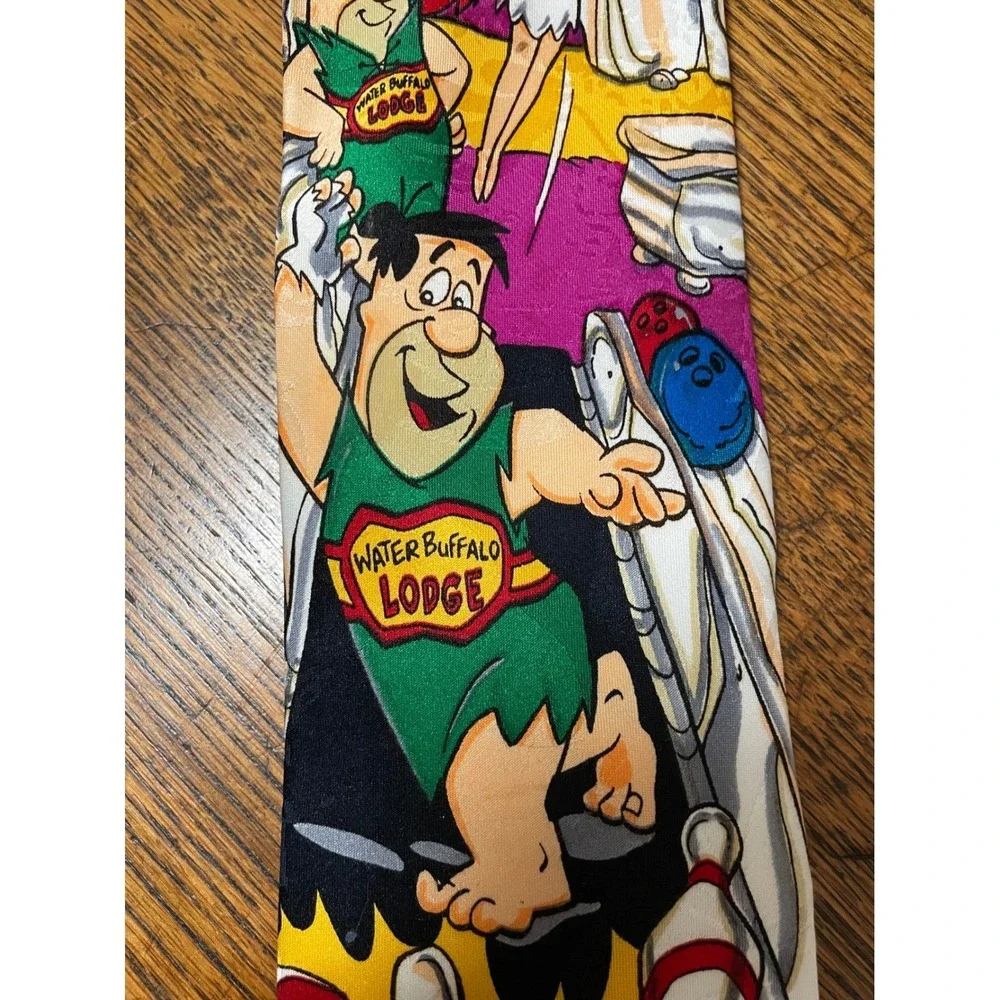 VTG Hanna Barbera Flintstones Water Buffalo Lodge Bowling Men's. Tie Fred Barney